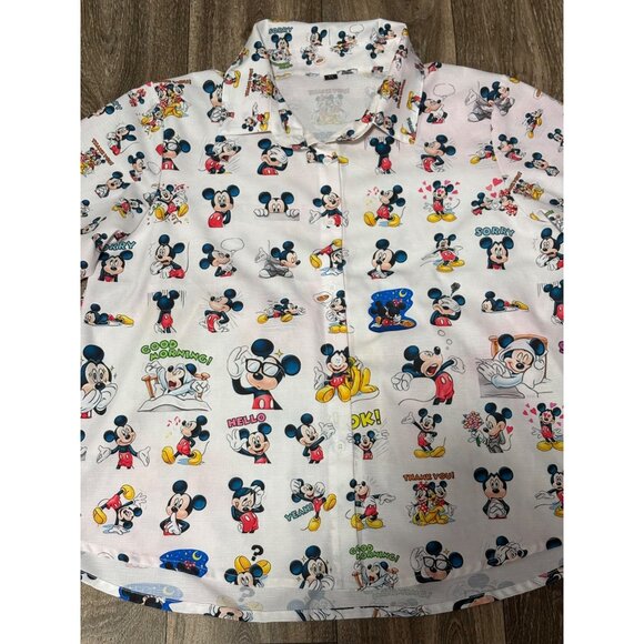 MICKEY & FRIENDS WOMENS SHIRT BUTTON UP XL LONG SLEEVE UNBRANDED LIGHT PINK - Picture 2 of 11